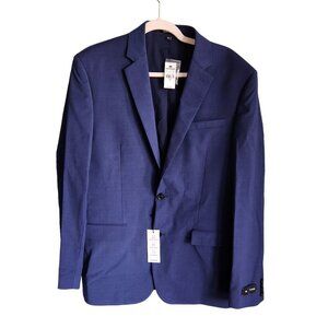 Express Men's Blazer 40L Blue Stretch Wrinkle Resistant 40 Long Wool Blend